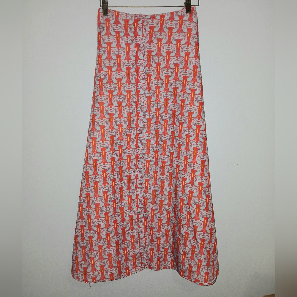 Area Stars Red and Blue Patterned Maxi Skirt